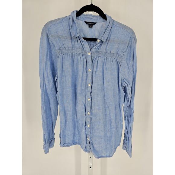 Lands' End Tops - Lands End womens Sz XXL (18-20) Long Sleeve Button Up Linen Shirt Light Blue